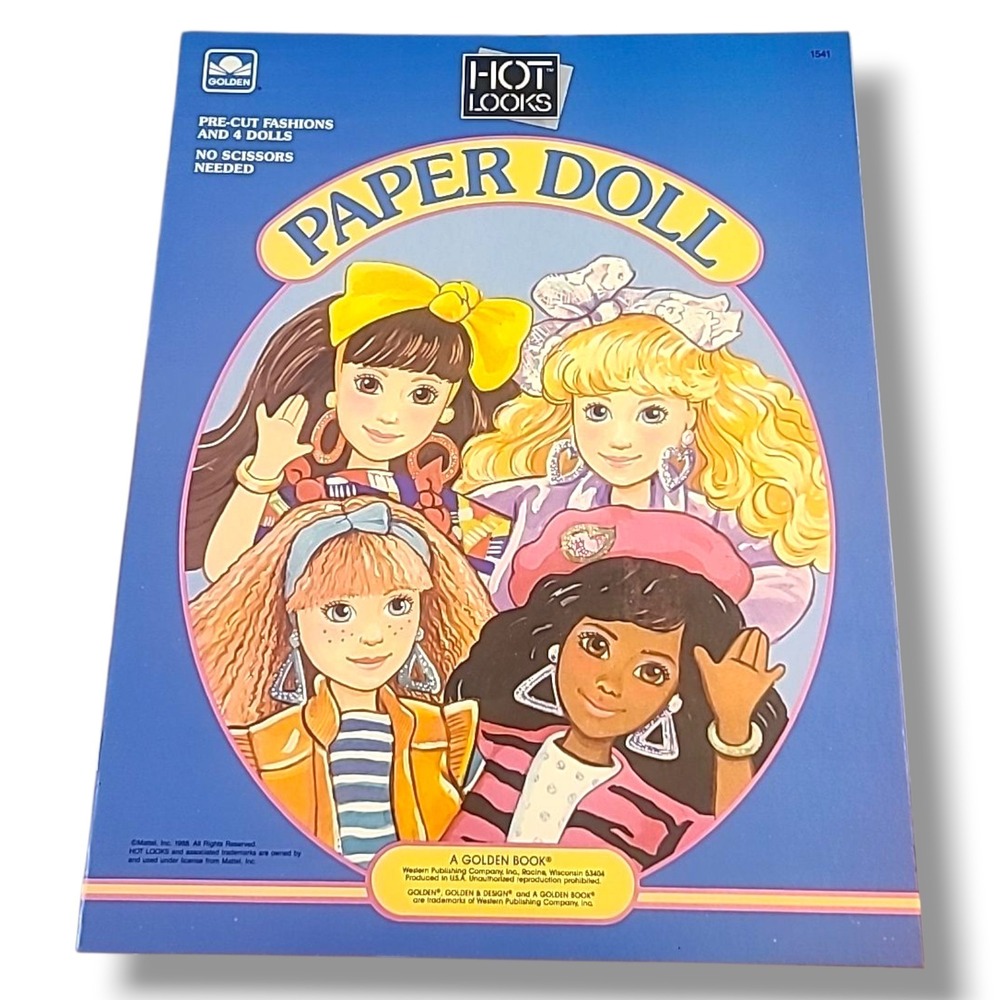 Hot Looks Paper Doll Golden Book 1988‎ Fashion Girls Pre-Cut Outfits Uncut